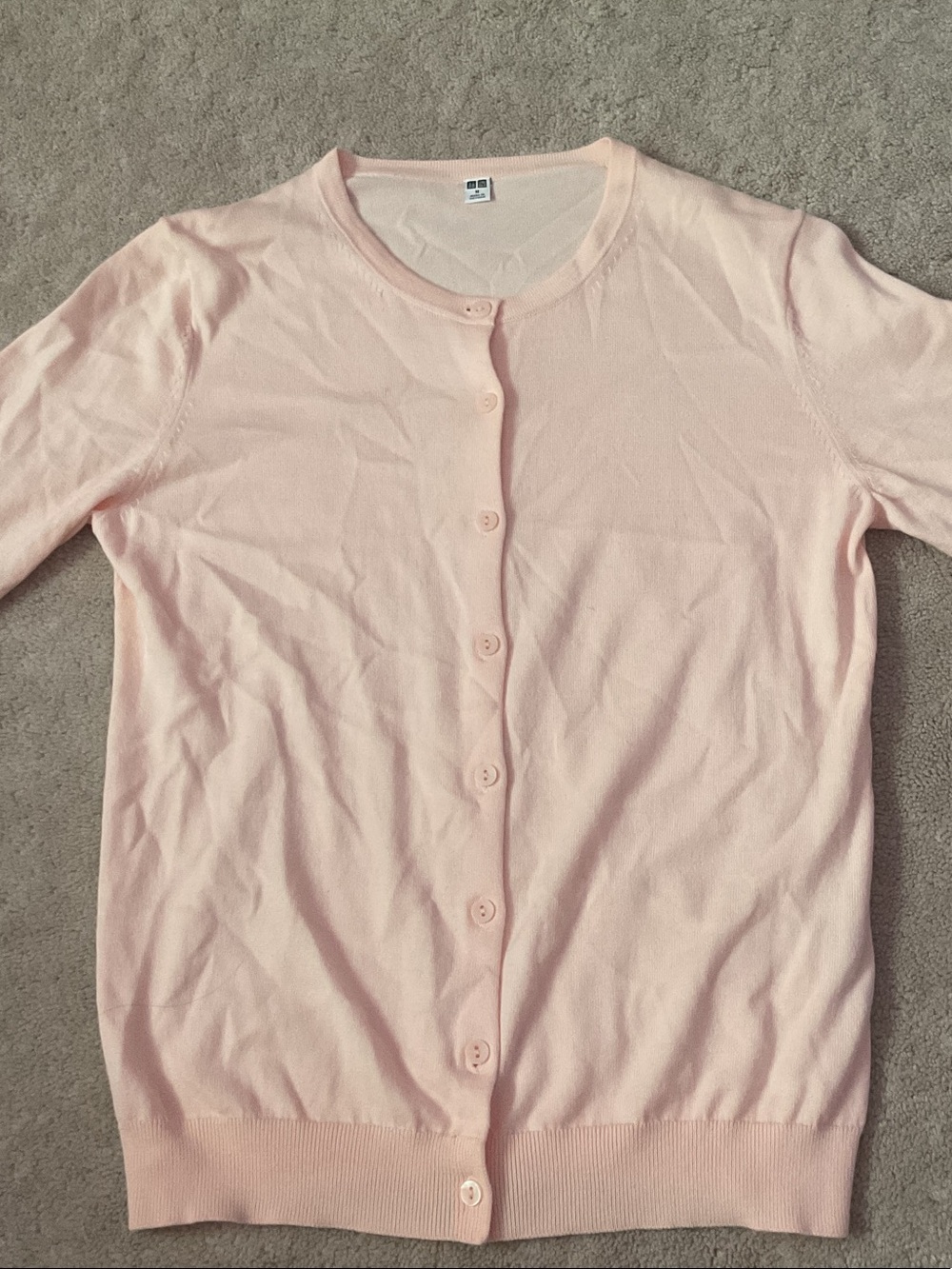 Uniqlo Light Pink Crewneck Button Cardigan